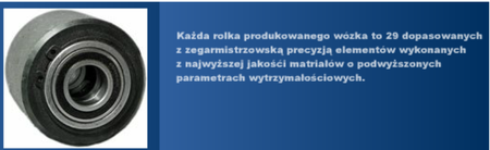 Wózek skrętny z otworem fi 21 w płycie nośnej, 6 rolkowy, rolki: 6x kompozyt (nośność: 7 T) 12267432